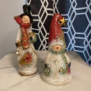Pier 1 Ceramic Snowman Set - Bell snowman